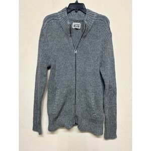 Converse One Star Gray Zip Front Ribbed Knit Sweater Jacket Size L
